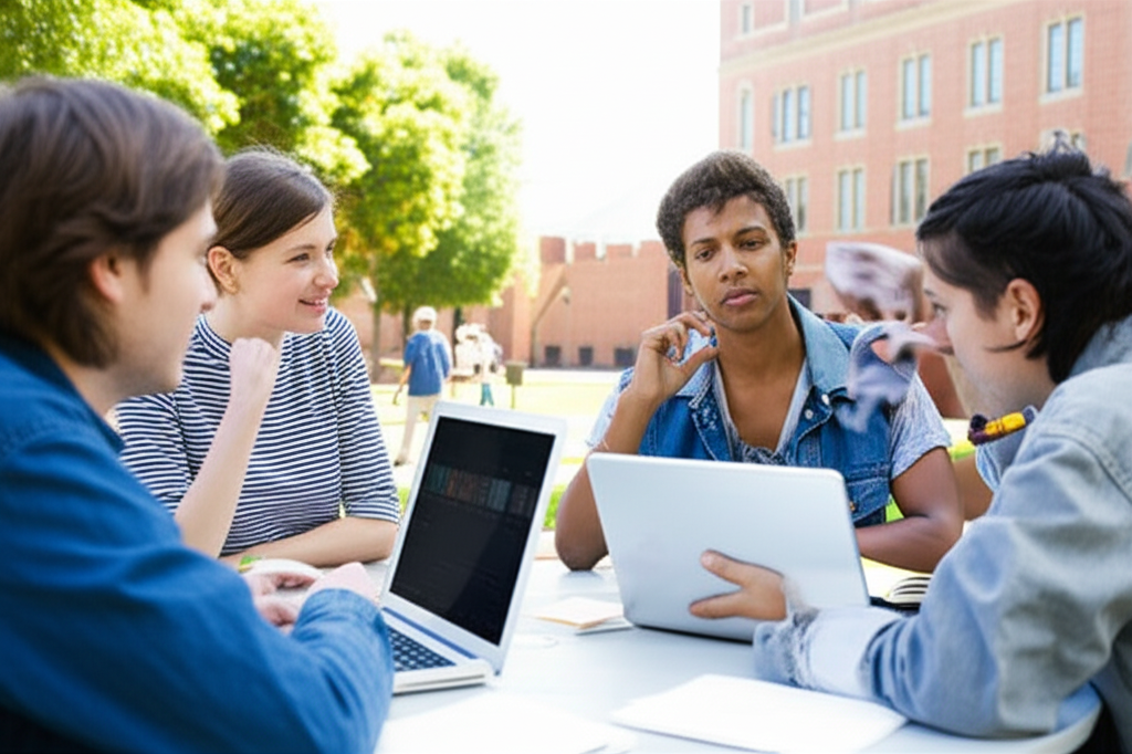 University administrators reviewing social media policies and student conduct codes